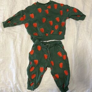 Mini Rodini size 9-18 mth green strawberry set
